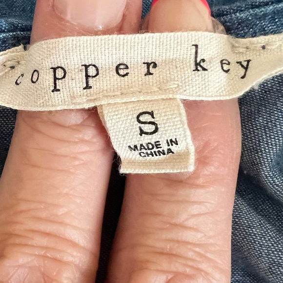 Copper Key Small Denim Cottage Prairie Boho Square Beck Dress 100% Cotton - Picture 8 of 10